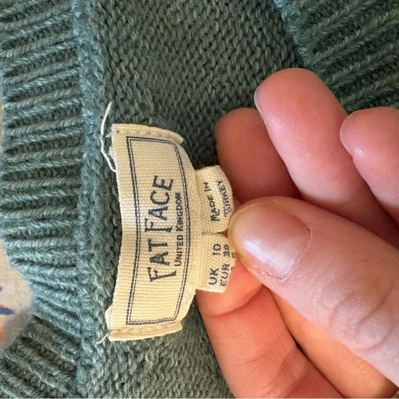 Fat face Emmy knit jumper green Button-Detail Women's Sweater - Picture 7 of 9